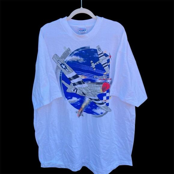 Vintage P-51D Mustang Plane Graphic Men’s T-shirt Size XXXL NEW Without Tags NOS - Picture 1 of 4